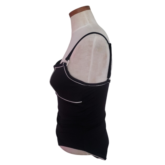 Huit Plage Minimalist Black White Trim One Piece Bathing Suit 36/L C - Picture 7 of 17